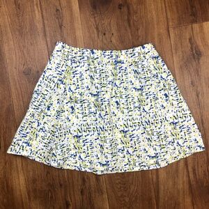mark. White Yellow Blue Splatter Circle Skater Skirt Women Sz M